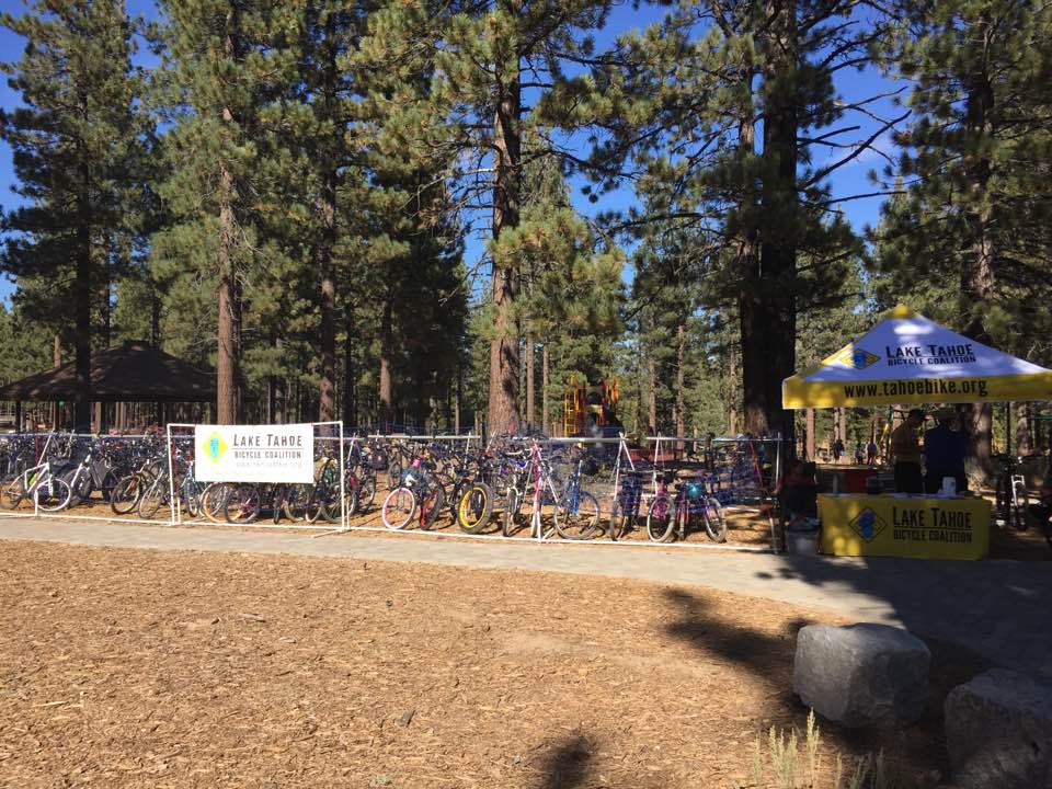 The bike valet tent and racks at the 2016 Cycle Celebration